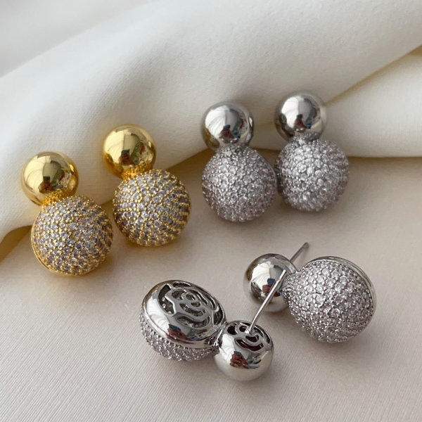 Pave ball earrings