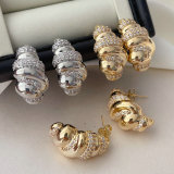 Pave zircon croissant earrings