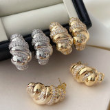 Pave zircon croissant earrings
