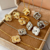 Set clover earrings necklace+bracelet+earrings+rings