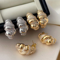 Pave zircon croissant earrings