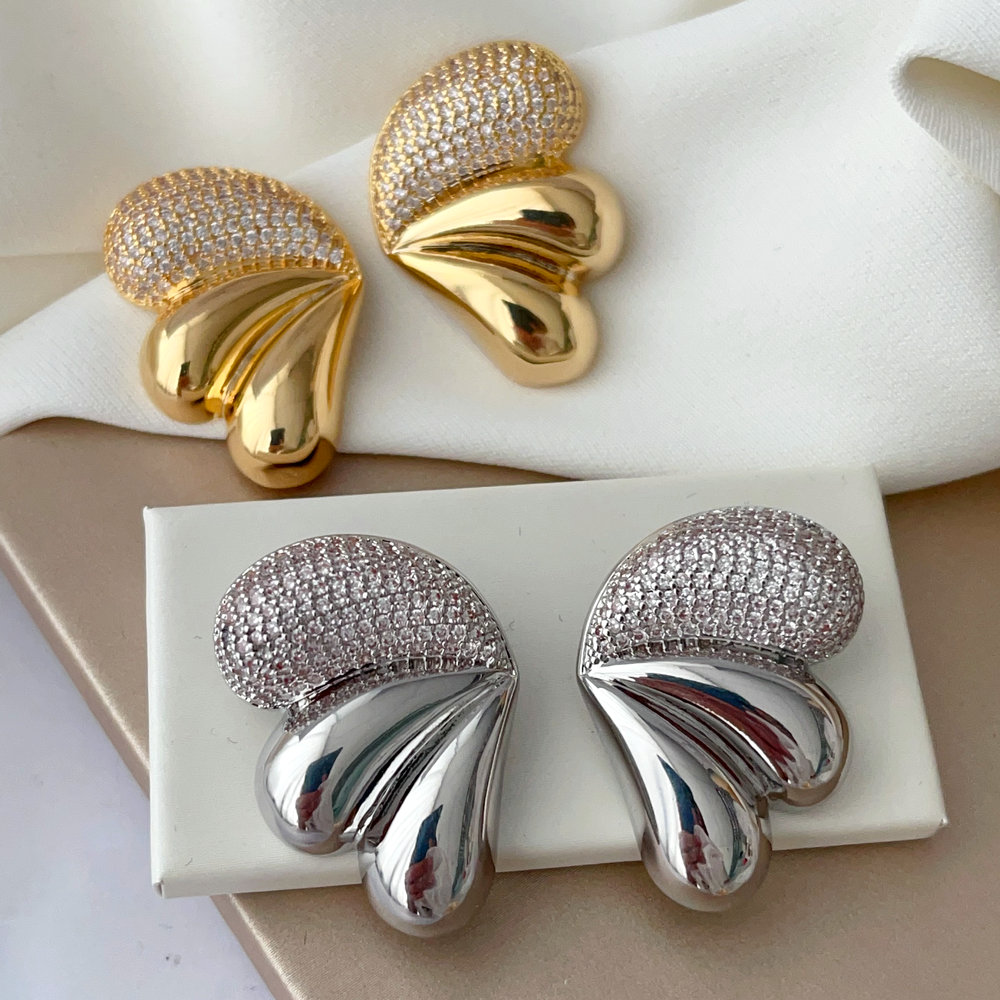 Pave fan earrings