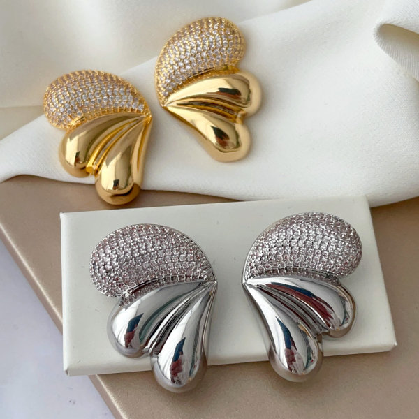 Pave fan earrings
