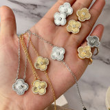Set clover earrings necklace+bracelet+earrings+rings