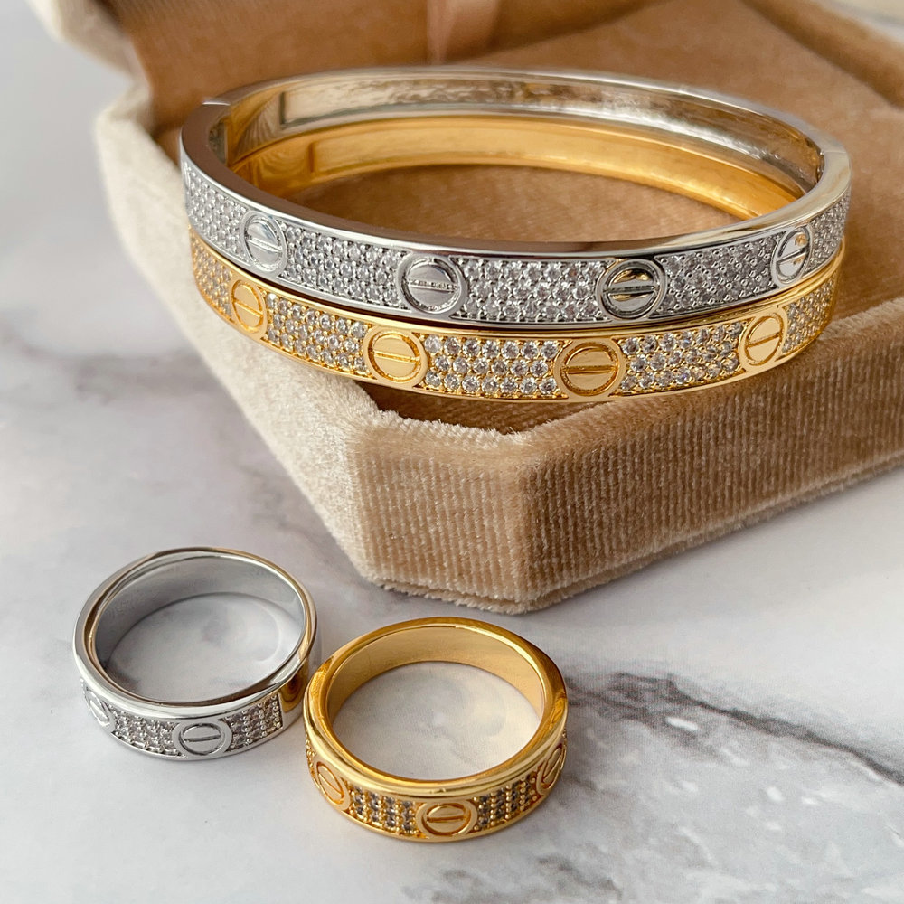 Pave set nail bracelet