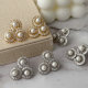 Pave zircon pearl flower earrings