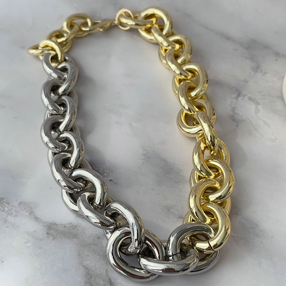Chunky chain circle metal necklace