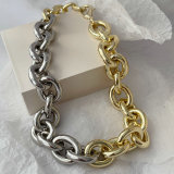 Chunky chain circle metal necklace