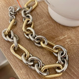 Chunky silver and gold metal chain necklace
