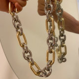 Chunky silver and gold metal chain necklace