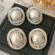 Pave zircon circle pearl earrings