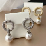 Pave pearl drop earrings