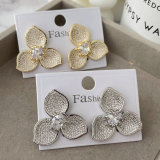 Pave zircon flower earrings