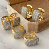 Pave zircon square bio color earrings