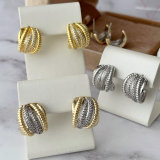 Pave zircon twist earrings
