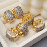 Pave zircon square bio color earrings