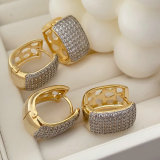 Pave zircon square bio color earrings