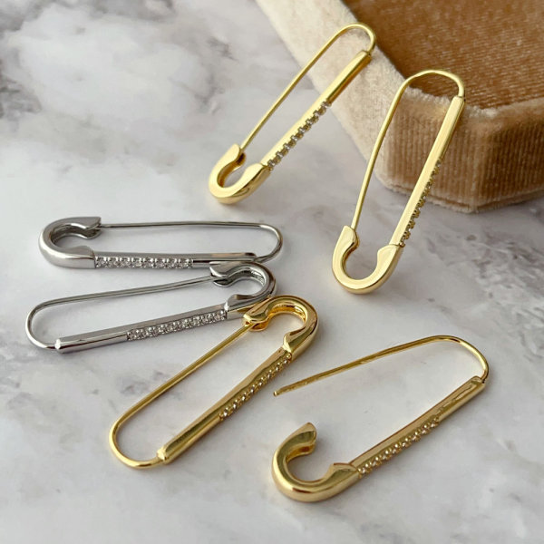 Pave zircon pin earrings