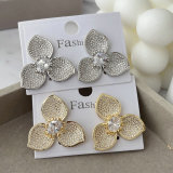 Pave zircon flower earrings