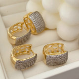 Pave zircon square bio color earrings