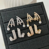 Pave zircon fan earrings