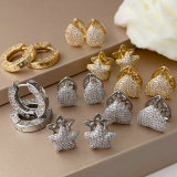 Pave zircon star heart earrings