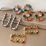 Pave zircon colorful earrings