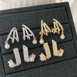 Pave zircon fan earrings