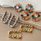Pave zircon colorful earrings