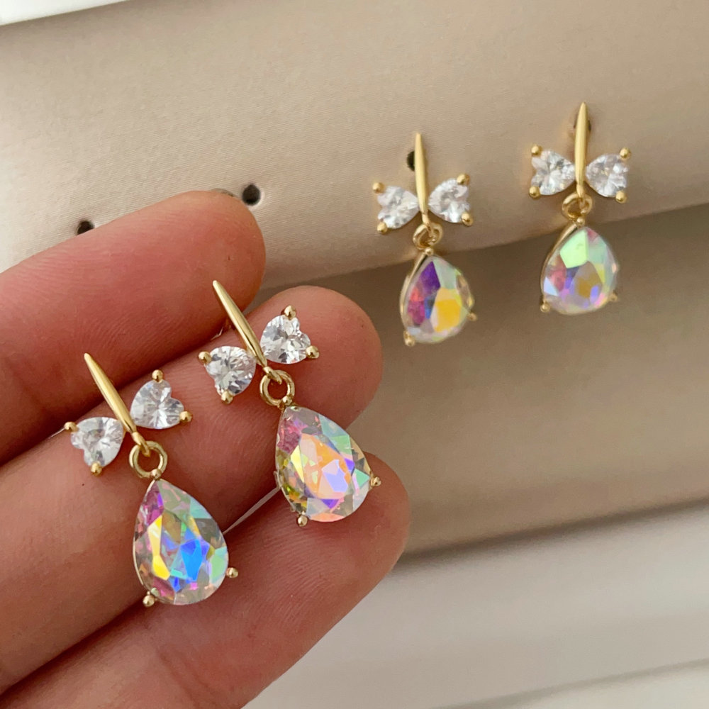 Pave zircon bow earrings