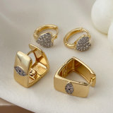 Pave zircon heart earrings