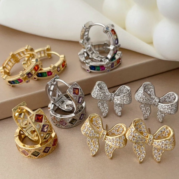 pave zircon bow earrings