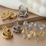 pave zircon bow earrings