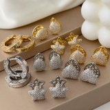 Pave zircon star heart earrings