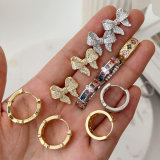 pave zircon bow earrings