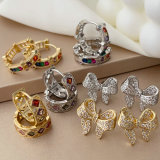 pave zircon bow earrings