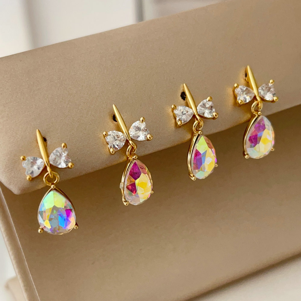 Pave zircon bow earrings