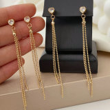 Heart chain tassel earrings