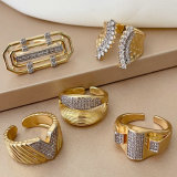 Pave zircon two tone wing ring