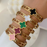 Stainless steel clover bangle
