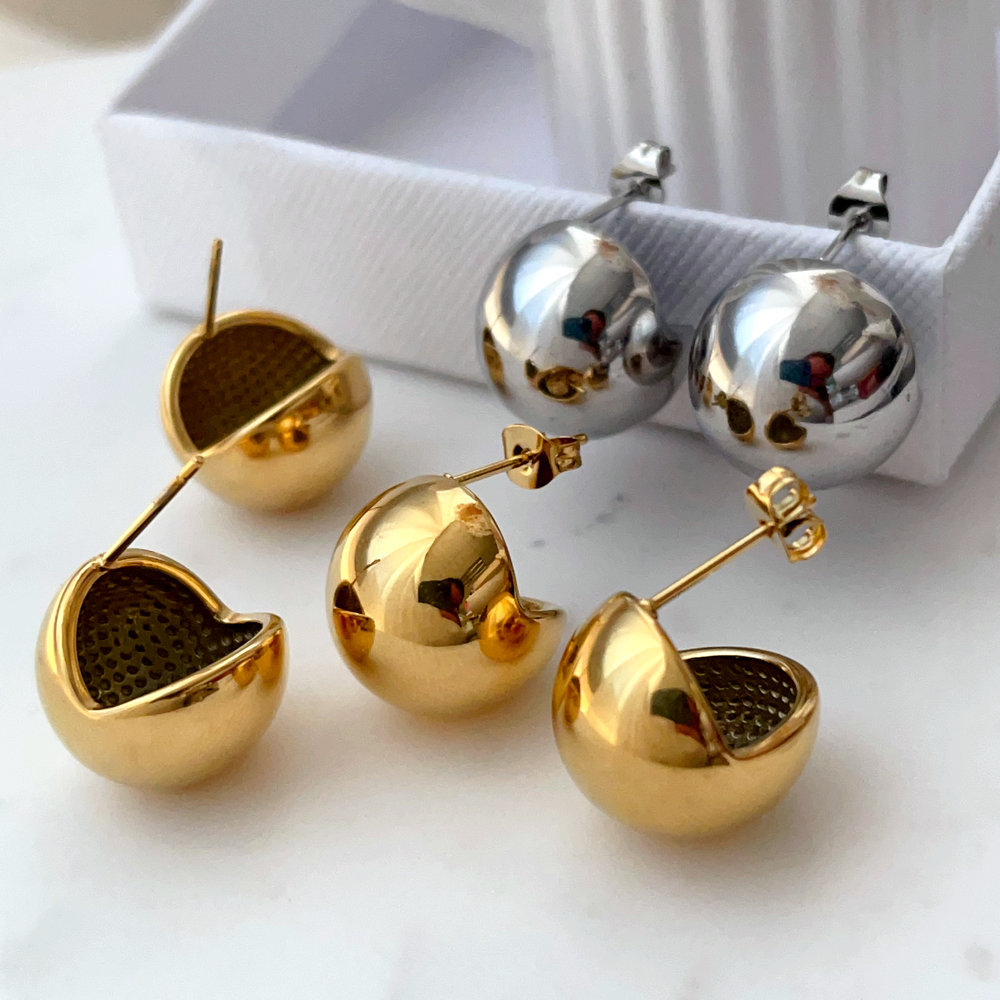 Stainless steel ball earrings