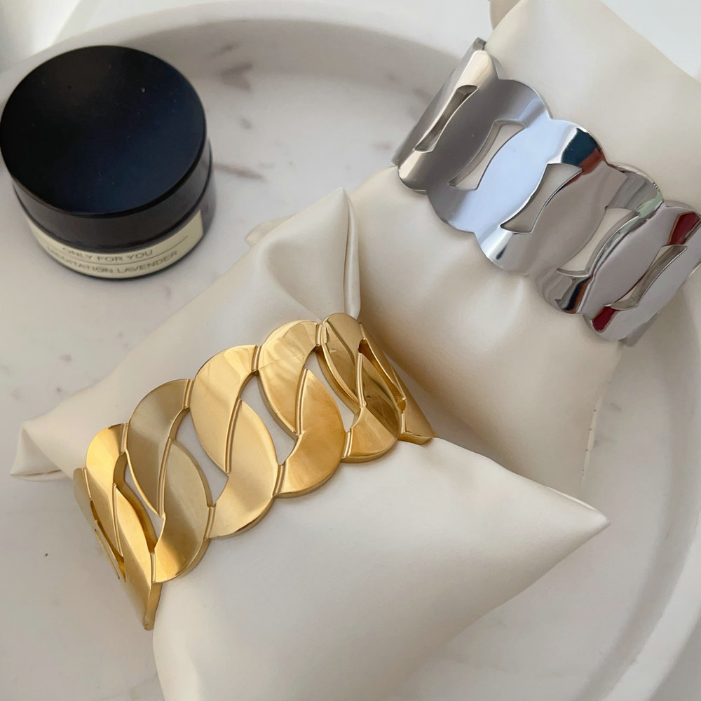 Stainless steel chunky cuban cuff