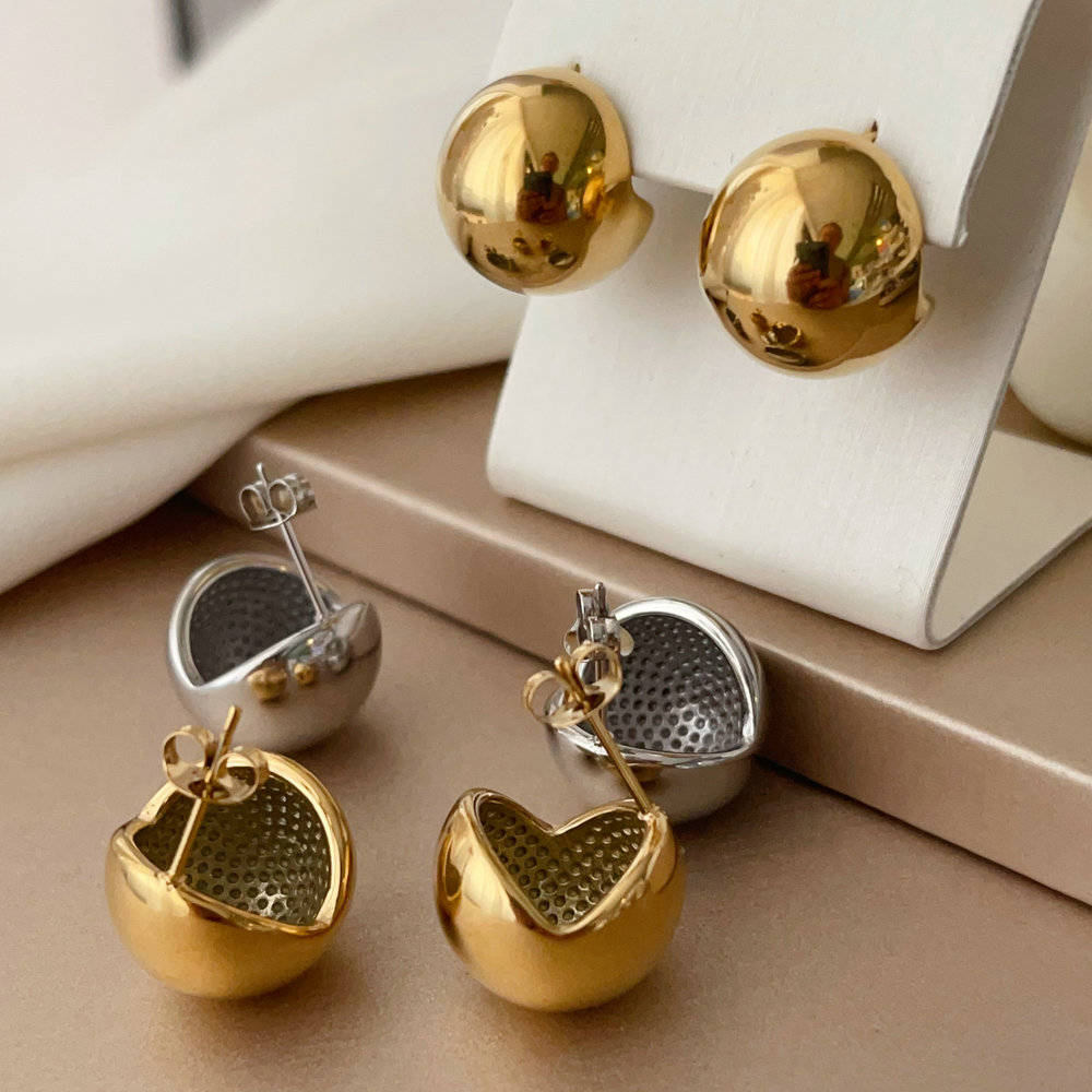 Stainless steel ball earrings
