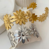 Stainless steel chunky sunflower cuff