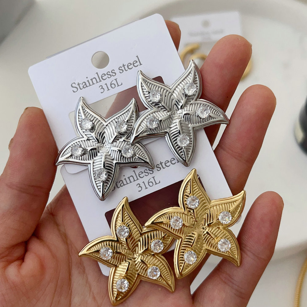 Stainless steel star earrings