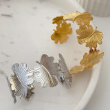 Stainless steel chunky leaf cuff