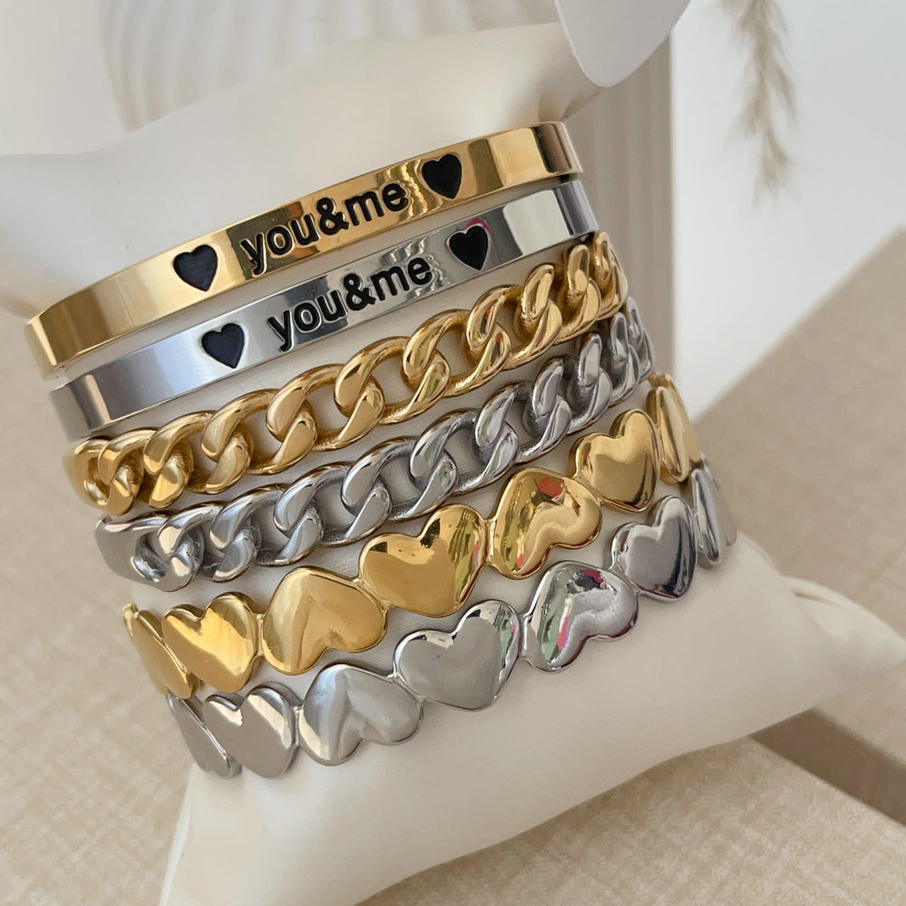 Stainless steel heart cuff