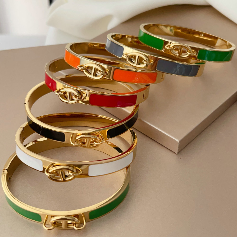Stainless steel enamel bangle