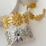 Stainless steel chunky sunflower cuff