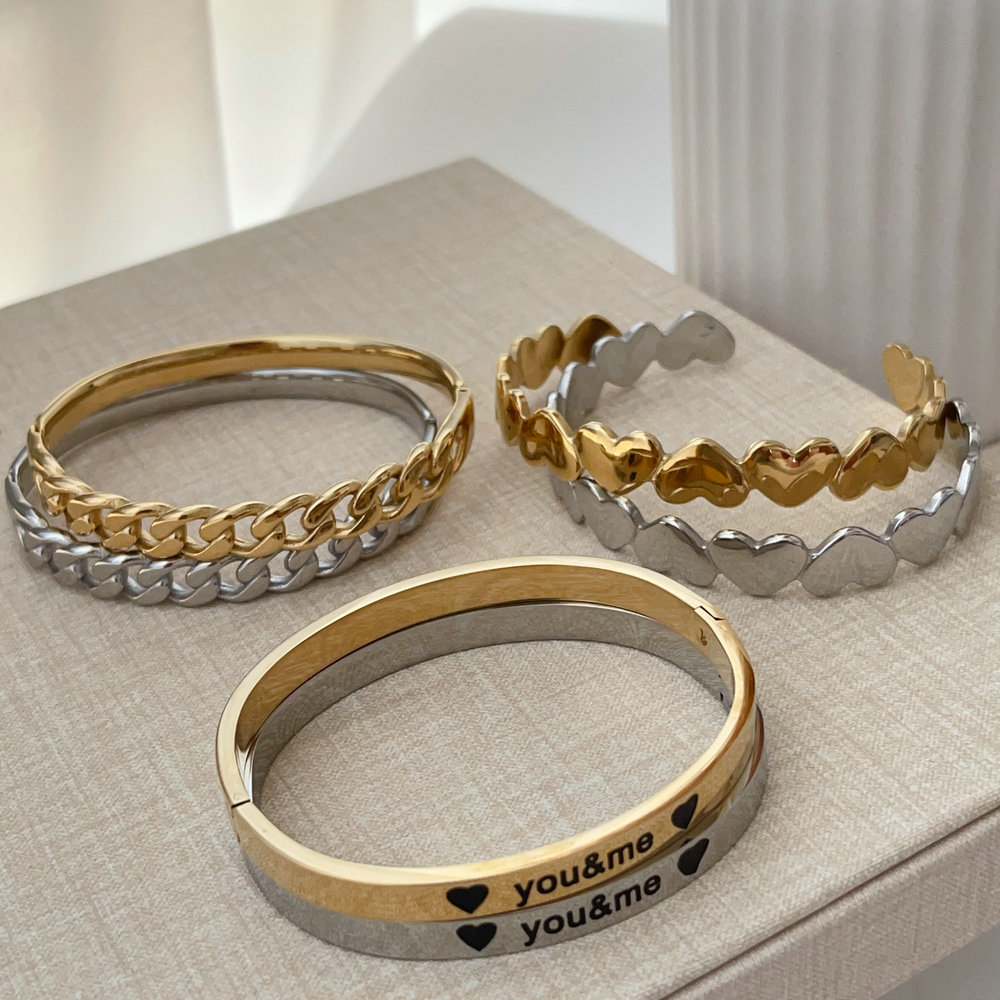 Stainless steel heart cuff